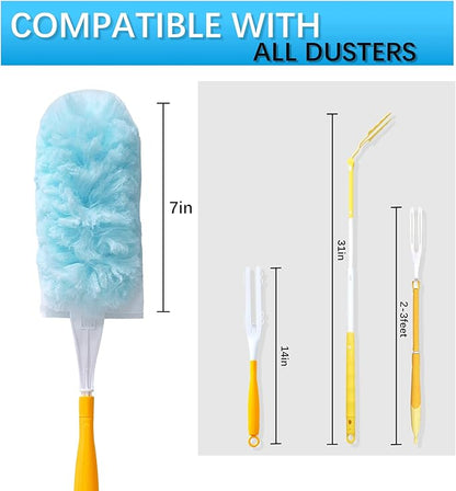 50 Count Duster Refill for Swiffer Duster, Heavy Duty Duster Refills with 2 Handle, 360° Dusters Refills Kit with 4X Microfibers, Disposable Dusters for Cleaning Home