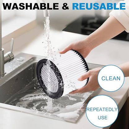 90398 Shop Vac Filters Replacement for Shop Vac Type AA Cartridge Filter,Fit for Shop Vac 90398/118692, 9039800, 9039833 Wet/Dry Vacuum Cleaner (2 Filters+ 4 Foam Sleeves) ﻿