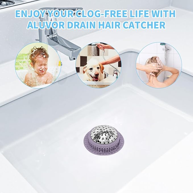 Aluvor Shower Drain Hair Catcher, Shower Drain Cover, Bathtub Drain Hair Catcher for Pop-Up & Regular Drains
