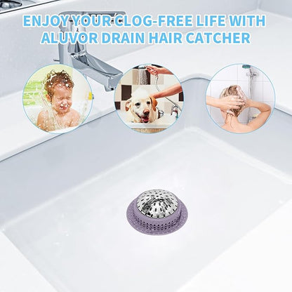 Aluvor Shower Drain Hair Catcher, Shower Drain Cover, Bathtub Drain Hair Catcher for Pop-Up & Regular Drains