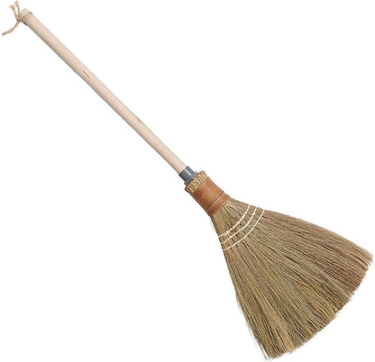BMart Home Natural Whisk Sweeping Hand Handle Broom - Vietnamese Straw Soft Broom for Cleaning Dustpan Indoor - Outdoor - Decorative Brooms - Wooden Handle - 9.84'' Width, 29.75" Length