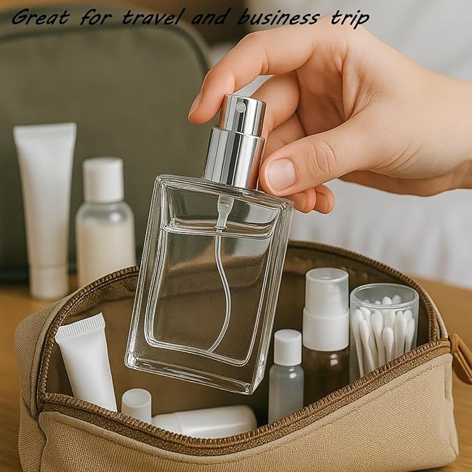 6Packs 1Oz/30ml Clear Glass Atomizer Spray Bottles Refillable Fine Mist Perfume Dispenser Bottles Containers with Silver Caps for Travel,Decants,Cologne DIY