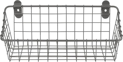 Spectrum Small Wire Wall Basket Industrial Gray Rustic Wall Bin, Vintage Wire Basket Wall Mount Organizer Wall Mount Hanging Wire Caddy, Modern Wire Basket for Versatile Wall Mount Storage