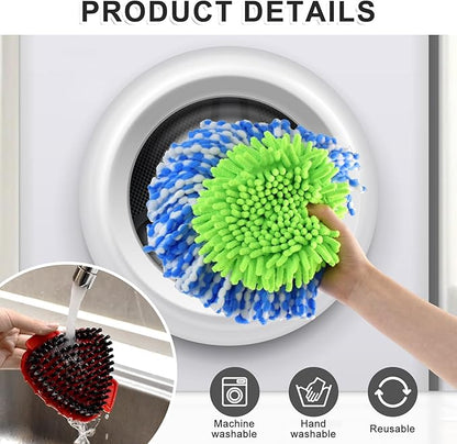 Mop Head Replacement for O Cedar, Spin Mop Replacement Head for Ocedar Easywring 2 Tank System, Mop Heads Includeds 4 Mop Replacement Heads , 1 Spin Scrub Brush & 1 Base