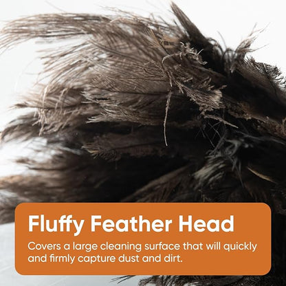 Superio Ostrich Feather Duster Fluffy Dust Remover, with Wooden Handle Reusable for Cleaning Homes, Ceilings, and Furniture (12 Pack)