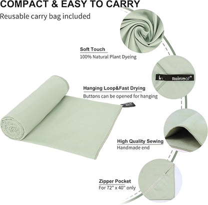 Rainleaf Microfiber Towel Perfect Travel & Gym & Camping Towel. Quick Dry - Super Absorbent - Ultra Compact - Lightweight. Suitable for Trip, Beach, Shower, Backpacking, Pool