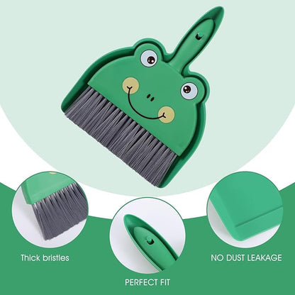 Upgrade Small White Broom and Dustpan Set, Hand Dustpan and Brush Set, Cute White Mini Broom and Dust pan Sets, Little Dust Pan for Home Use Tabletop Debris Cleaning Pet Guinea Pig Cages (Green)