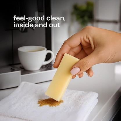 QLEAN Vegan Stain Remover Bar for Fabrics, Laundry Bar Soap for Clothes – Plant-Based, Travel-Friendly Stain Remover for Grease, Wine, Coffee, Grass & More – Non-Toxic & Safe for Delicates (1)