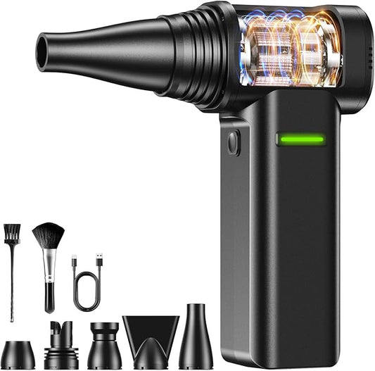 Compressed Air Duster, 300000RPM 500g Max Wind Pressure Cordless Rechargeable Electric Air Duster, Canned Air Duster for Computers, 4-Gear Turbo Dust Blower for Keyboard PC Outdoor Car