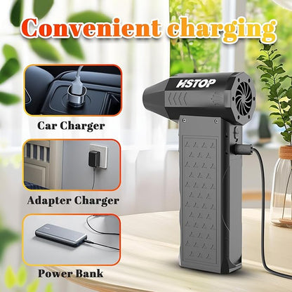 Compressed Air Duster, 260000RPM Mini Electric Dust Blower, Rechargeable Air Blower with 2 LED Lights, 4-Gear Adjustable Compressed Air Cleaner for PC, Cool Gadgets for Men