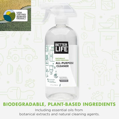 Better Life All Purpose Cleaner - Multipurpose Home and Kitchen Cleaning Spray for Glass, Countertops, Appliances, Upholstery & More - Multi-surface Spray Cleaner - 32oz Unscented