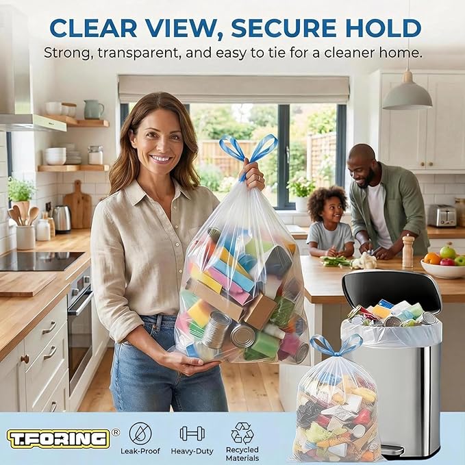 21 Gallon Trash Bags Drawstring 120 Count, 1.7 Mil White Garbage Bags Unscented,Easy-Dispense Roll for Kitchen & Household Use, Code G,79.5 L
