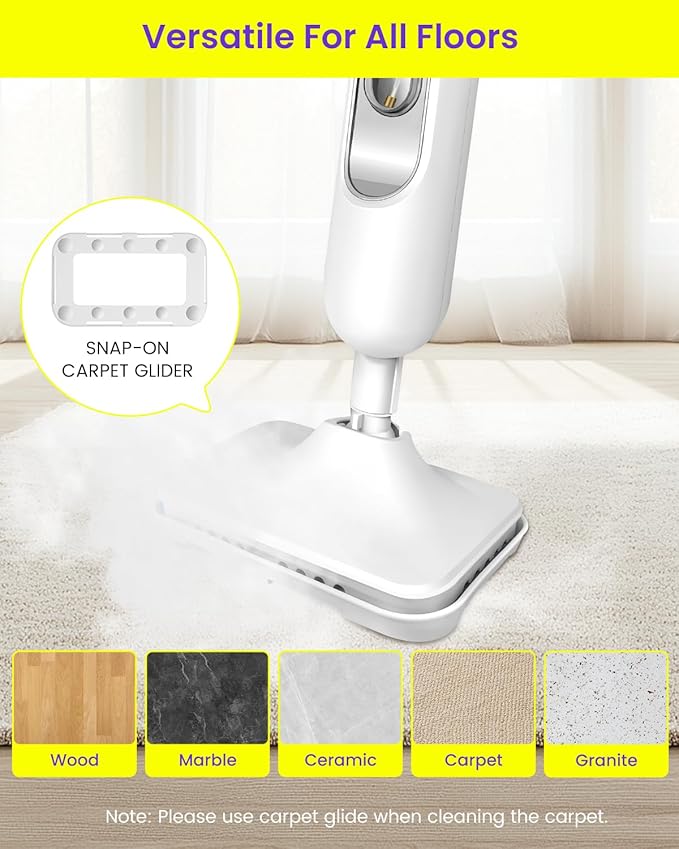 6 IN 1 Steam Mop for Floor Cleaning, Effortless Ergonomic Design Handheld Steam Cleaner, Floor Steamer for Hardwood and Tile, 1500W High Power, 16.4ft Cord, 400Ml XL Tank, 2 Washable Pad