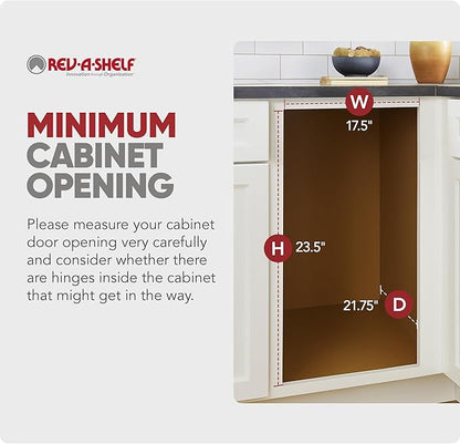 Rev-A-Shelf 50 Qt Bottom Mount Double Pullout Under Cabinet Trash Cans w/Soft-Close for Base Cabinets, Min Opening Width of 17.5", Metallic Silver, 4WCBM-2150DM-2
