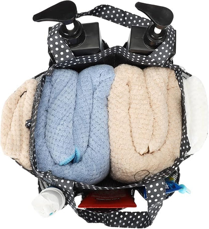 2 Pack Haundry Mesh Shower Caddy Tote Bag Hanging Portable Toiletry Bag College Dorm Essentials Quick Dry Bath Organizer for College Dorms, Gym, Camp for Bathroom Accessories(Leopard print)