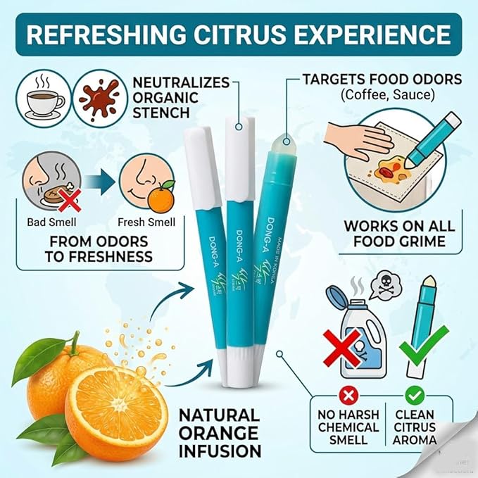 Sak-Stick Instant Stain Remover (3-Pack) - Portable Crayon Type Spot Cleaner for Clothes, No-Leak Solid Formula, Emergency Laundry Treatment for Coffee and Food Stains, Orange Scent