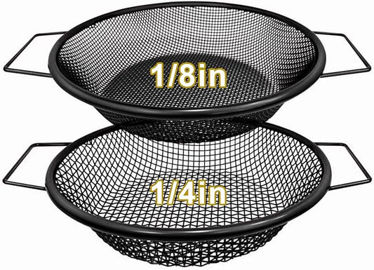 2PCS Soil Sifter for Gardening, Rock Sifter for 5 Gallon Bucket,Compost Sifter Dirt Sifter,Captures Dirt Rocks Sawdust Black Handle Upgrade Version