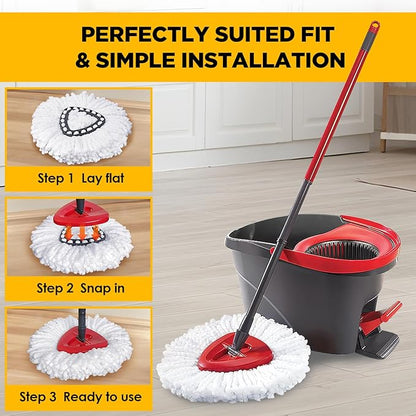 Mop Head Replacement for O-Cedar EasyWring, Mop Heads Replacements with Microfiber, Easy-Cleaning and Machine-Washable, Pack of 6 Mop Replace Heads