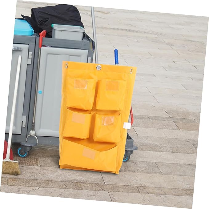 Janitorial Cart Bag Waterproof Canvas Cleaning Tote Large Capacity Cleaning Supply Bag for Housekeeping and Trash Collection