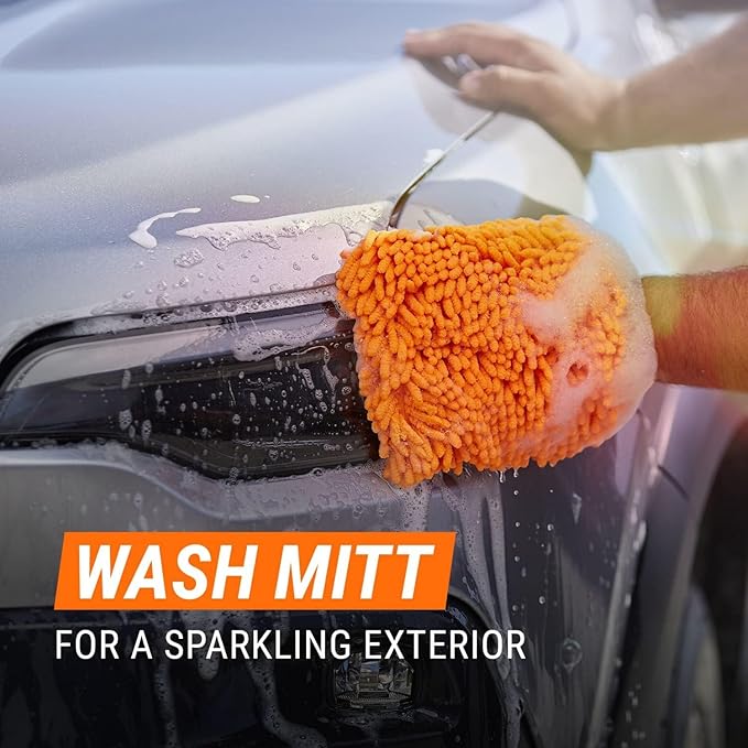 Armor All Car Wash Kit - Complete 3-Piece Car Cleaning Set with Car Wash Soap, Wax, Microfiber Mitt & Drying Towel, Gift for Dad
