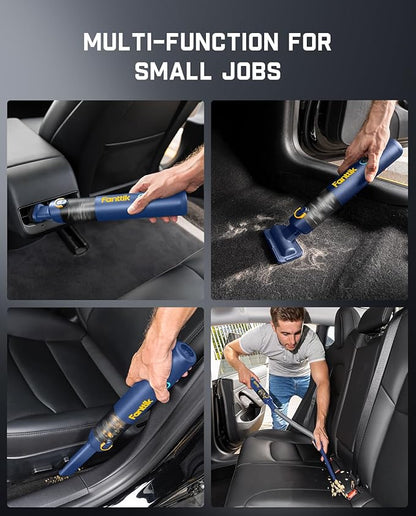 Fanttik Slim V8 APEX Car Vacuum, 4-in-1 Portable Mini Cordless Vacuum with 19000pa Suction Power, Type-C Charge, 2 Suction Modes, Handheld Vacuum for Small Jobs, Car, Office Desk, Keyboards (Blue)