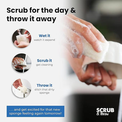 Scrub & Throw Loofah Scrub Sponge, Natural, Plastic-Free, Non-Scratch, for Kitchen, Dishes, Pots and Cleaning, Plant-Based, Plastic-Free, Eco-Friendly, Biodegradable, 30 Pack
