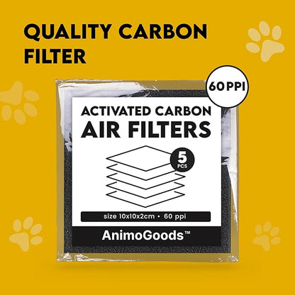5 Activated Carbon Filter Sheets - Odor Filters for Outdoor Dog Poop Trash Can - Indoor Kitchen Compost Bucket and Recycle Bin