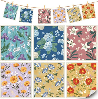 6Pcs 6 Styles Swedish Dishcloths for Kitchen Reusable Quick Drying Sponge 7.7 x 6.8 Inch Countertop Cleaning, Floral Swedish Dish Cloth Absorbent Towels for Dishes Home Tableware Wiping Use
