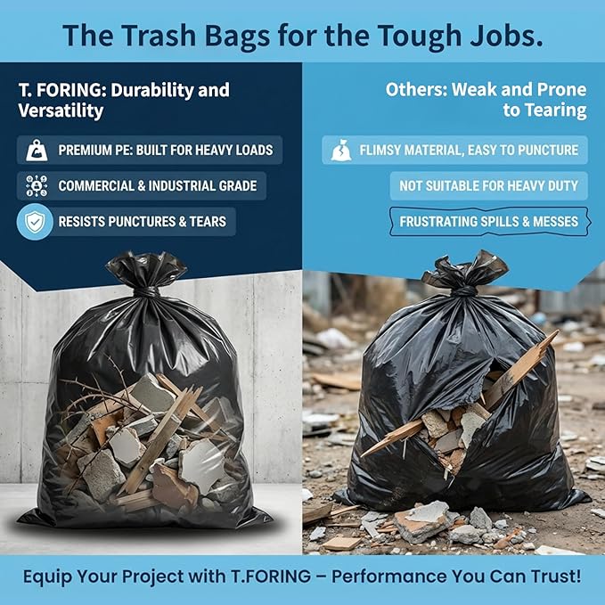 35-40 Gallon Black Trash Bags 120 Count - 35" x 40" Large Garbage Bags, 30+ Gallon Strong Trash Can Liners for Home, Commercial Use,Yard Waste, Bulk