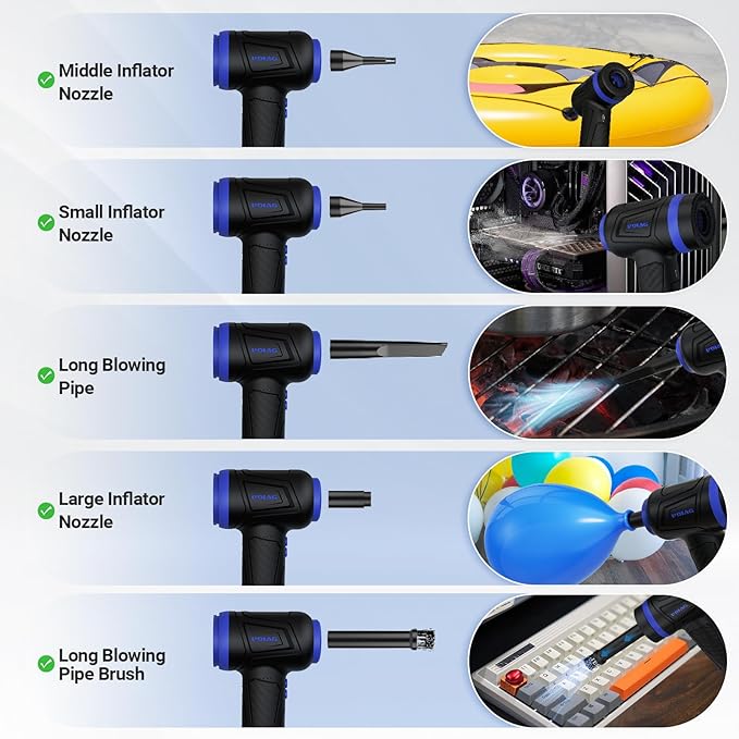 BVC200 Mini Car Vacuum, 22000PA Cordless 3 in 1 Air Blower Pump Keyboard Cleaner, Brushless Motor Super Suction Handheld Vacuum with LED Light, Portable Cleaner Best for Car, Office, Home, Pet