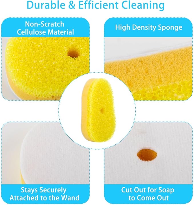 8 Packs Dish Wand Sponge Refills Compatible with Scrub Daddy - Replacement Heads, Dish Scrubber Brush for Cleaning Stuck-on Food, Sponge Replacement Heads for Kitchen Cleaning, (Only Refills)