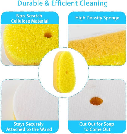 8 Packs Dish Wand Sponge Refills Compatible with Scrub Daddy - Replacement Heads, Dish Scrubber Brush for Cleaning Stuck-on Food, Sponge Replacement Heads for Kitchen Cleaning, (Only Refills)