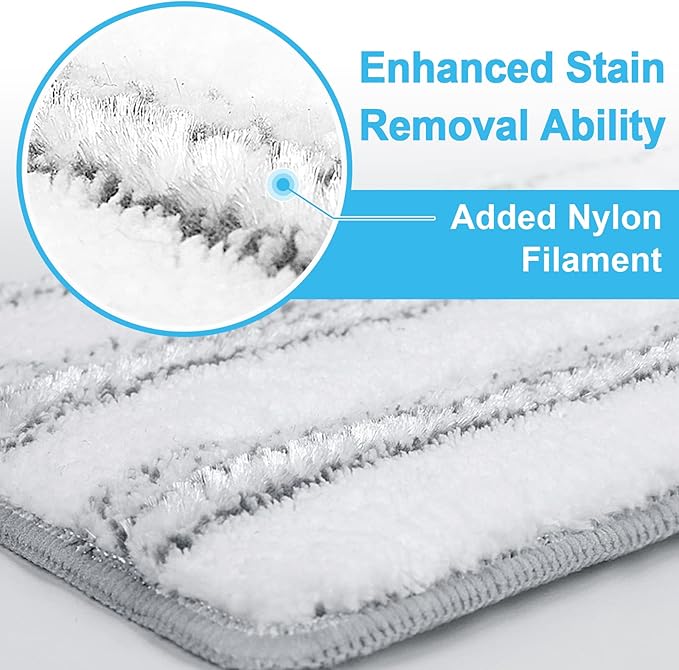 BOSHENG Flat Mop Pads, Mop Replacement Pads, Stronger Absorbent Microfiber Mop Pads, Machine Washable Pads, Refill 3 Packs