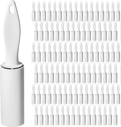 Hushee 100 Pack Mini Lint Rollers 3000 Sheets Travel Size Lint Roller Small Portable Remover for Couch Furniture Clothes Cat Hair Removal 5.9 x 1.1 Inches (White)