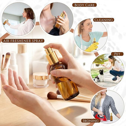 Tessco for you 20 Pcs Glass Spray Bottles Empty Perfume Atomizer Refillable Clear Decorative Empty Bottles with Fine Mist Sprayer Pump for Face Body Travel (Gold Brown,3.4 oz)