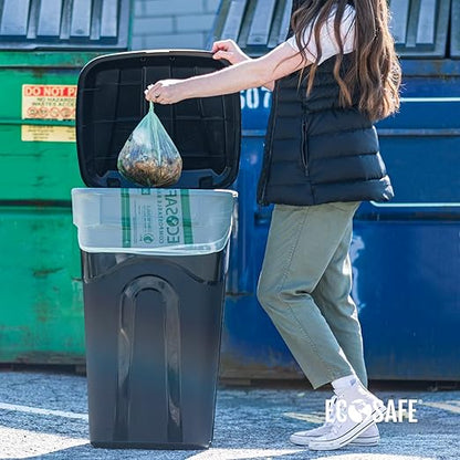 EcoSafe-6400 HB4248-85 Certified Compostable Bag - 42x48” Green Bags for 55 Gallon Bin - Extra Strong Leak, Puncture and Tear Resistant Food Scraps Bin Liners, Pack of 80