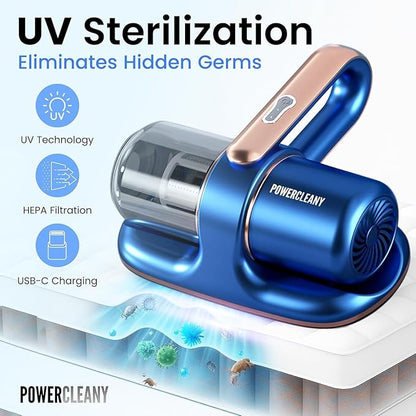 Cordless Mattress Vacuum Cleaner with UV Light, 13KPa Handheld Bed and Sofa Vacuum for Upholstery, HEPA Filter, Ideal for Couches, Cribs, and Furniture (White)