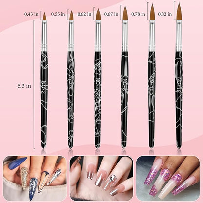 Acrylic Nail Brush Dappen Dish Set, 6PCS Nail Art Pen and 4PCS Crystal Dappen Dish, Manicure Bowl Cup Glass Container for Acrylic Liquid Nail Tool Kit (Black)