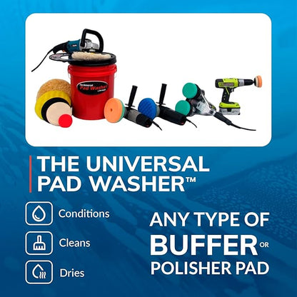 GRIT GUARD Universal Pad Washer Kit - Polishing Pad Cleaner Compatible with Dual Action Rotary and Orbital Polisher Foam, Wool, Microfiber, Felt Disc