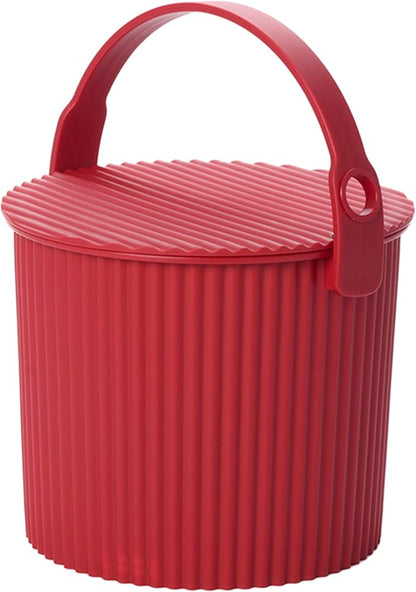 Hachiman Mini Bucket - 1.1 Gallon Heavy Duty Bucket with Lid and Handle - Hands-Free Filling - Easy to Stack and Store - Indoor Outdoor Use - 6.9" x 8.3" - Red