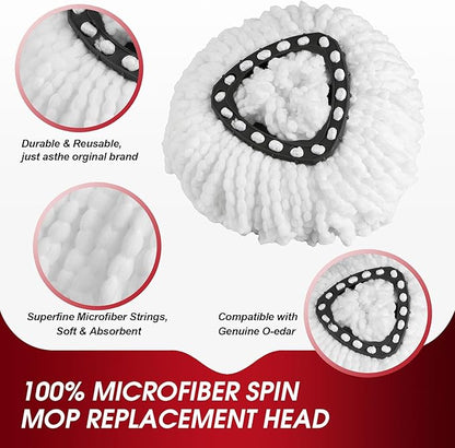 4 Pack Spin Mop Refills Head, Mop Heads Replacement for Spin Mop, Washable Microfiber Mop Replace Head Spin Mop, 360°Spinning Micro Replacement Mop Head for Easy House Cleaning Floor Mopping