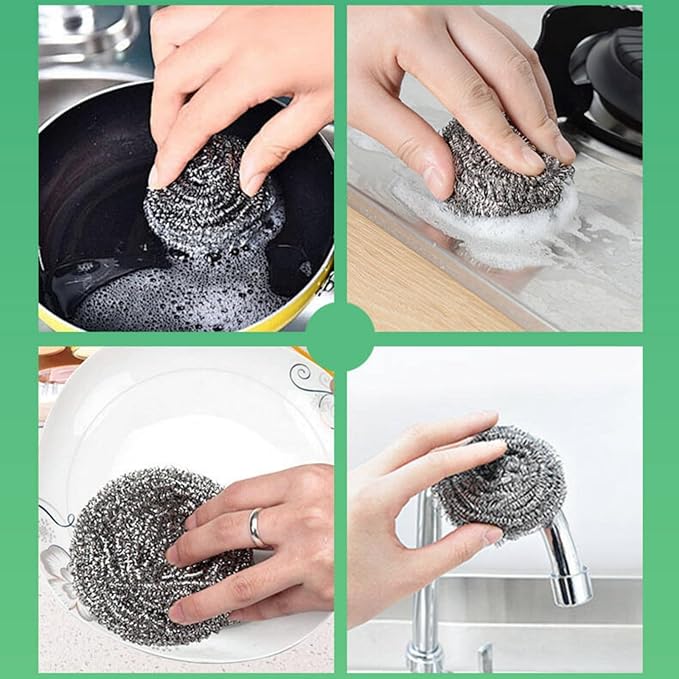 Stainless Steel Scouring Ball, Kitchen Cleaning Scrubber for Pots, Sinks and Bowls (12)