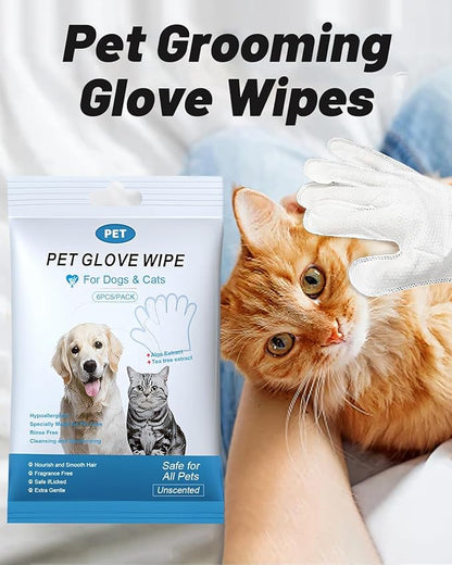 Dog Glove Wipes for Paws, Butt, Ears & Eyes - Pet Cleaning Wipes After Walk, Potty & Grooming | Extra Large Thick Rinse-Free for Dogs & Cats | Hypoallergenic Fragrance-Free for On-the-Go & Camping