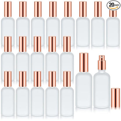Tessco for you 20 Pcs 3.4 oz/100 ml Glass Spray Bottles Empty Perfume Atomizer Refillable Clear Decorative Empty Bottles with Fine Mist Sprayer Pump for Face Body Travel(Rose Gold,)