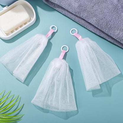 Ipetboom 3 Pcs Japanese Soap Foaming Nets Exfoliating Mesh Soap Saver Pouches for Facial Cleansing Easy to Use for Body and Shower