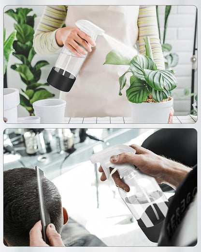Rionisor Glass Spray Bottles with Silicone Sleeve Protection, Empty 16OZ Reusable Spray Bottles, Refillable Containers with Spray Nozzles for Cleaning Solutions, Plants and Essential Oils 1 Pack Black