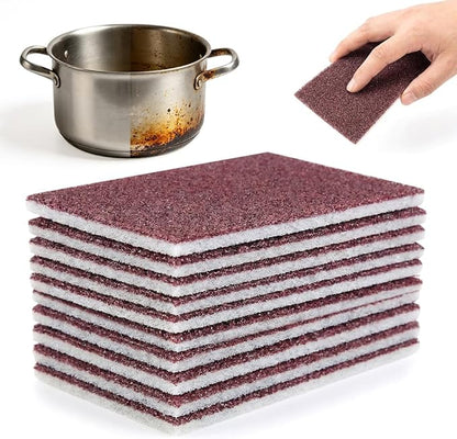 Carborundum Sponge Pads, Heavy Duty Scouring Sponges for Stainless Steel Pans, Reusable Cleaning Scrub Pads, Removes Grease Stains, Kitchen Dish Cleaning Tools (10)