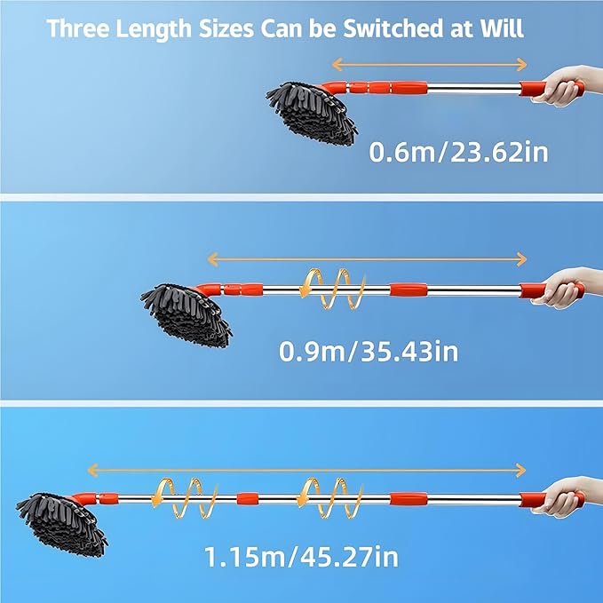 Car Wash Brush with Long Handle - Microfiber Car Wash Mop Long Handle Car Cleaning Kit Brushes, Car Cleaning Kit Windshield Window Microfiber Car Duster for Cars