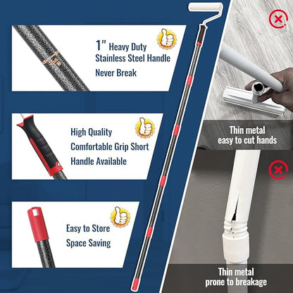 Lint Rollers for Pet Hair Extra Sticky, 9.45" Wide Large Lint Roller, 240 Adhesive Sheets Rollers, 79" Long Handle Sticky Mop for Carpets, Clothing, Floor, Bed, Home Cleaning, Loving Pet Owners