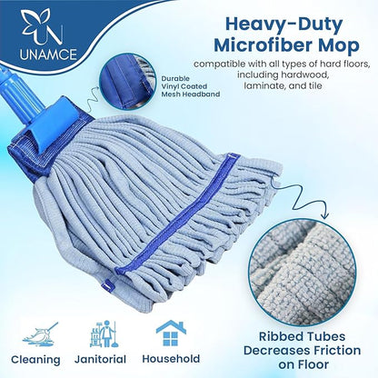 2 Pack - Replacement Heavy Duty Microfiber Mop Head | Robust, Blue, Machine Washable, Extra Absorbent, Extra Large, for Industrial, Commercial & Floor Cleaning - Hardwood, Tile, Laminate, Vinyl Floors
